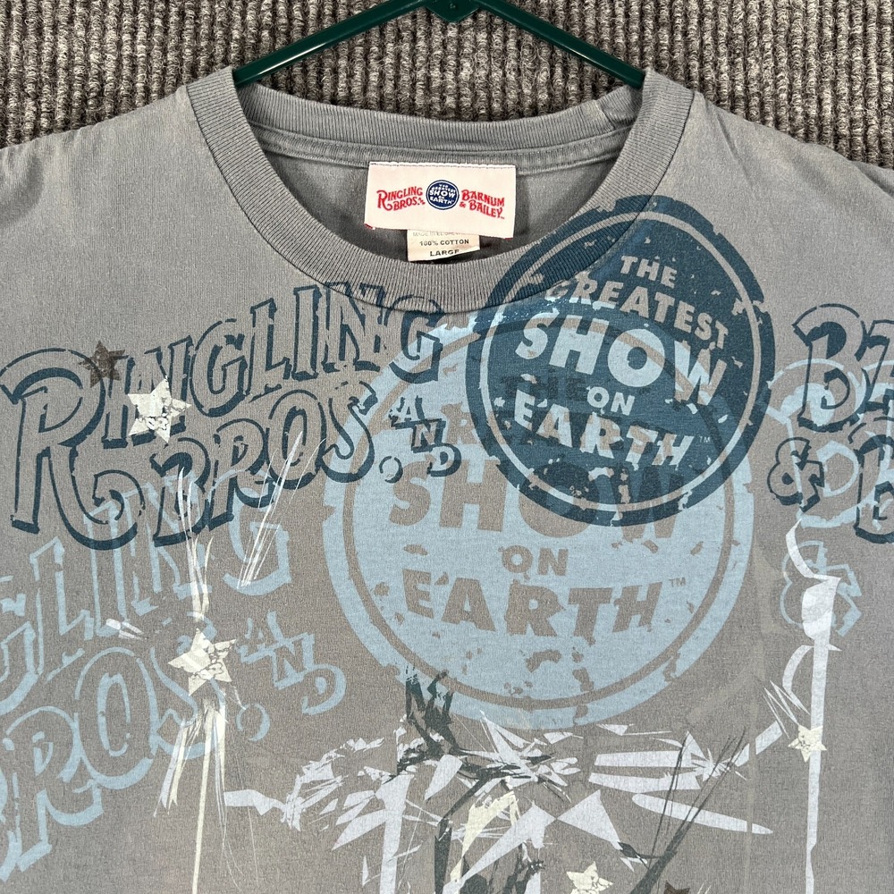 Ringling Bros Barnum Bailey Circus Mens Shirt‎ Large Gray Short Sleeve Graphic